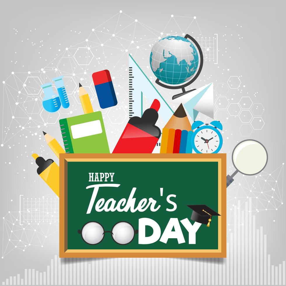 Happy teacher' s day template for poster or banner concept vector