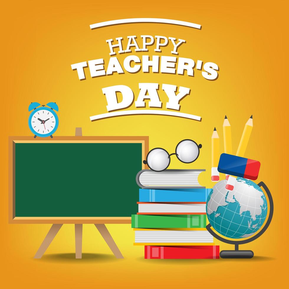Happy teacher day template for poster or banner concept. vector