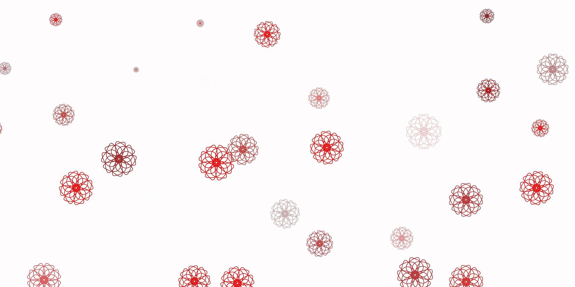 plantilla de doodle de vector rojo claro con flores.