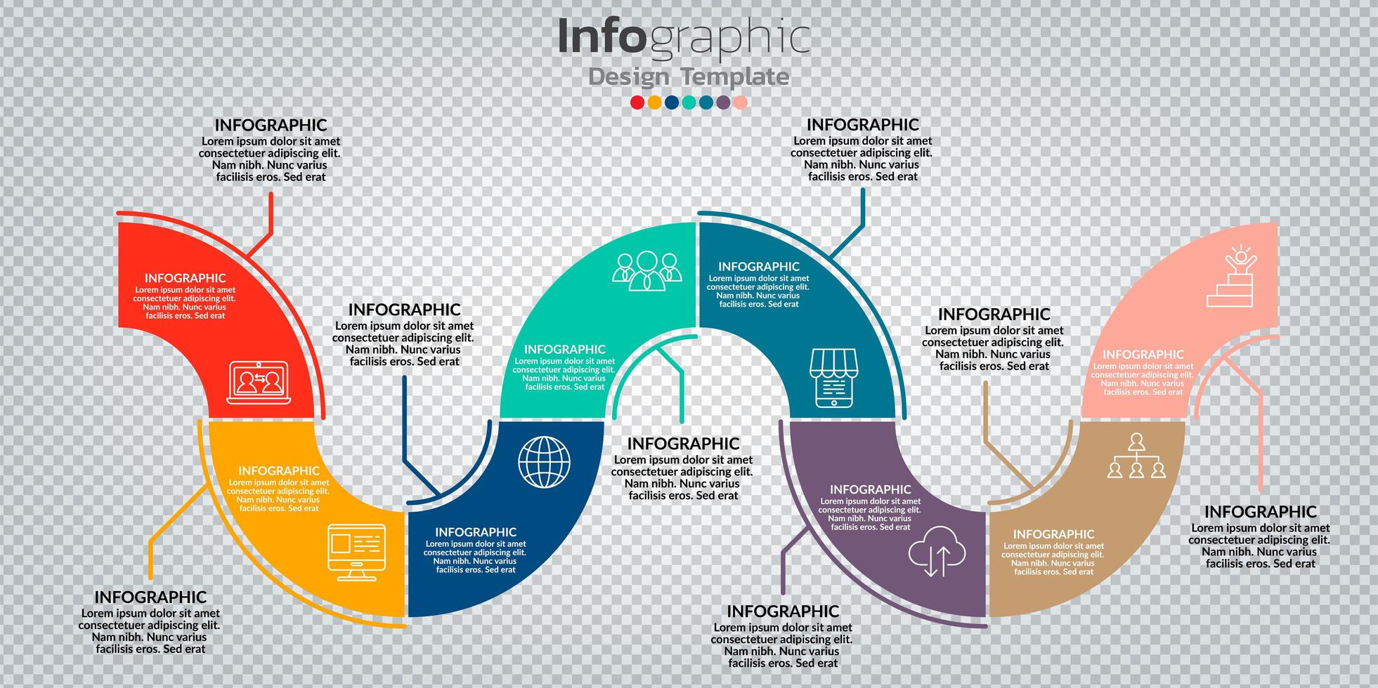 Infographic in business concept with 8 options, steps or processes. vector