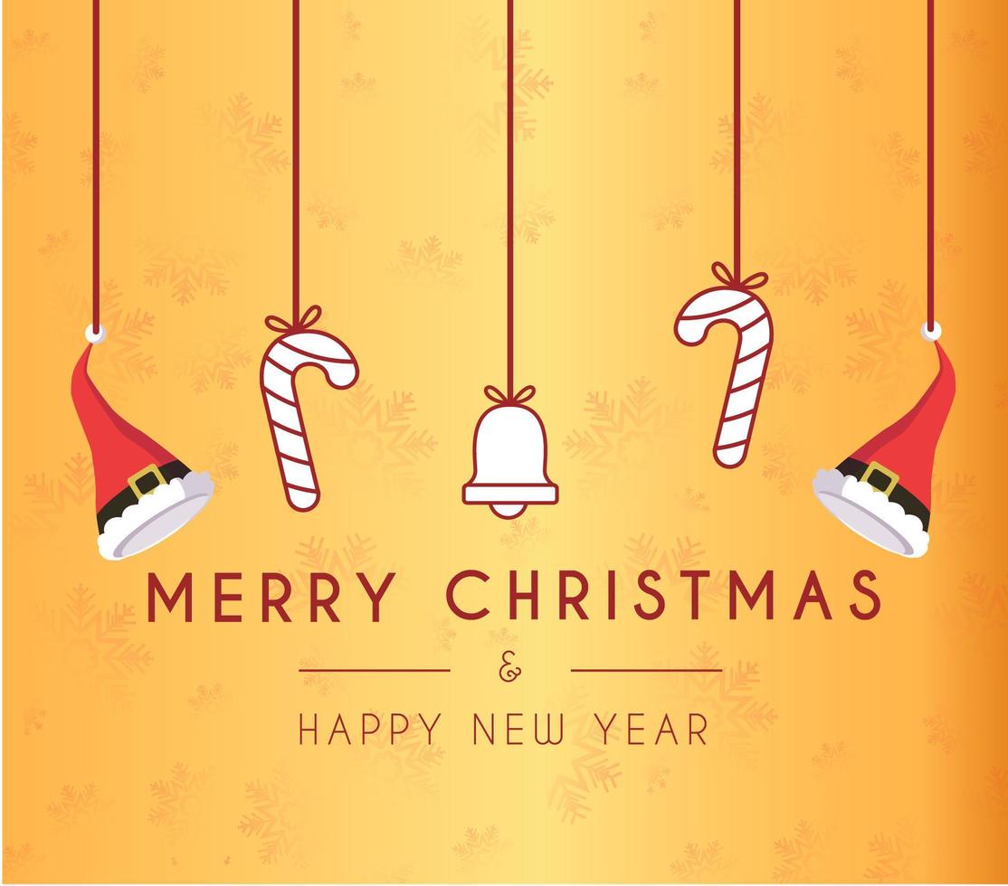 Merry Christmas and Happy New Year Holiday greeting card vector