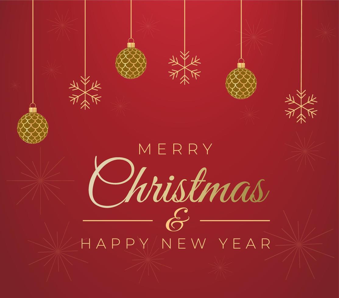 Merry Christmas and Happy New Year Holiday greeting card vector