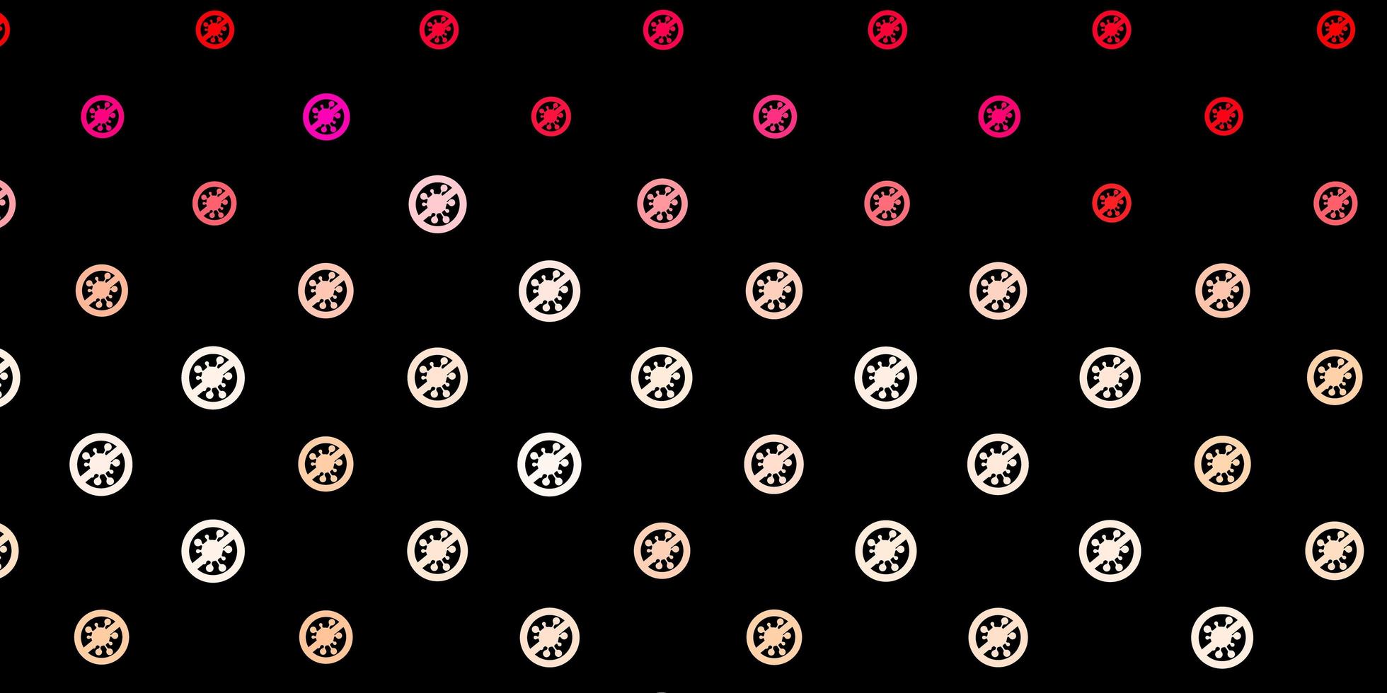 Patrón de vector rojo oscuro con elementos de coronavirus.