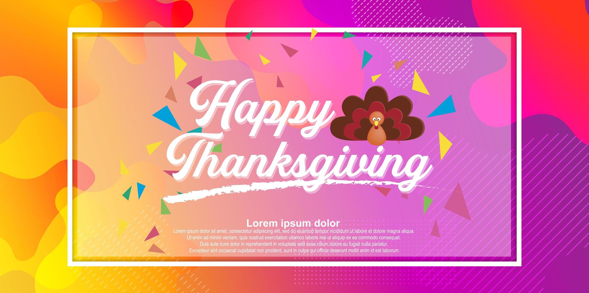 Hand drawn Happy Thanksgiving typography poster with color background.. vector