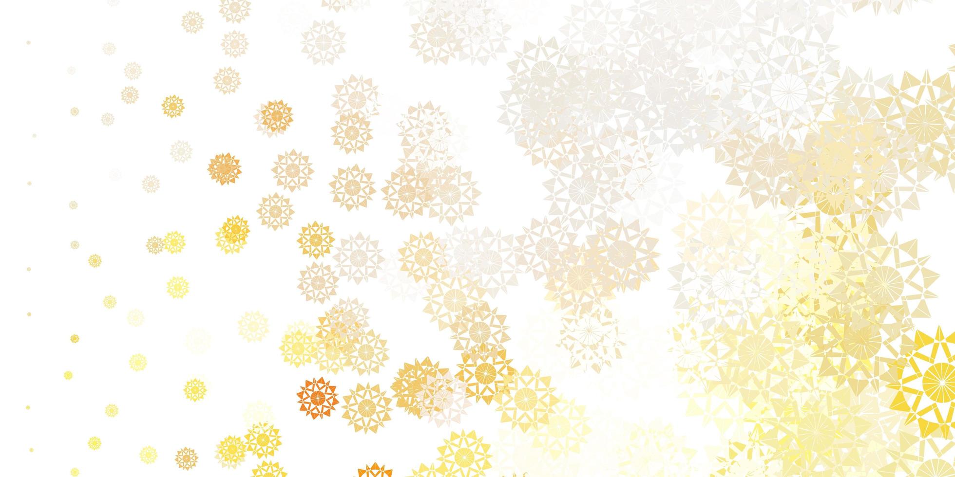 Light orange vector pattern with colored snowflakes.