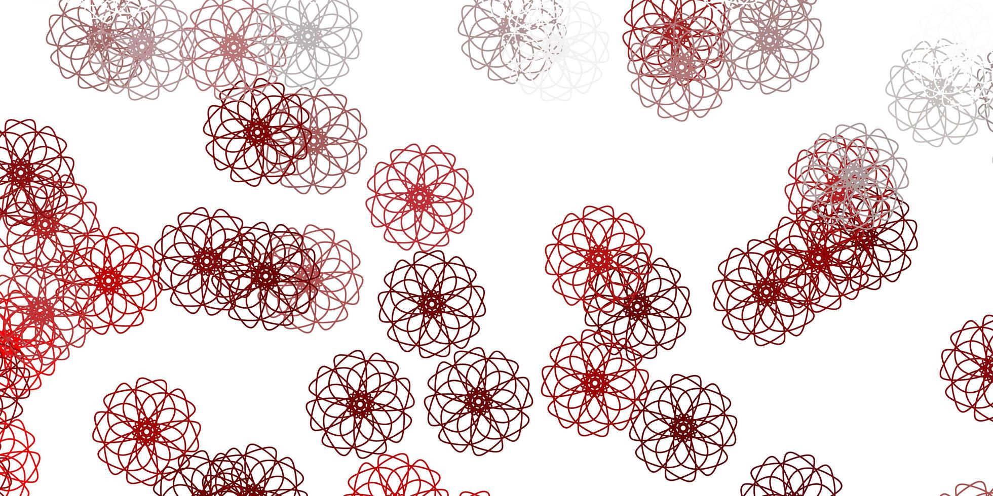 plantilla de doodle de vector rojo claro con flores.