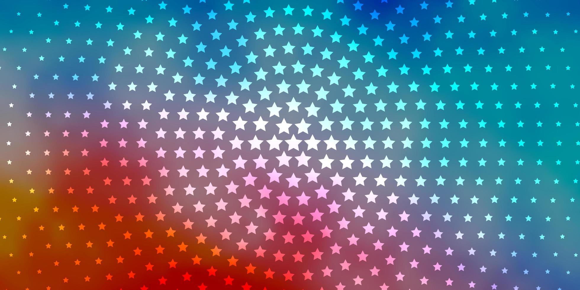 Light Blue, Red vector template with neon stars.