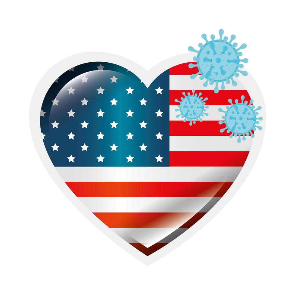 USA flag and coronavirus prevention campaign vector