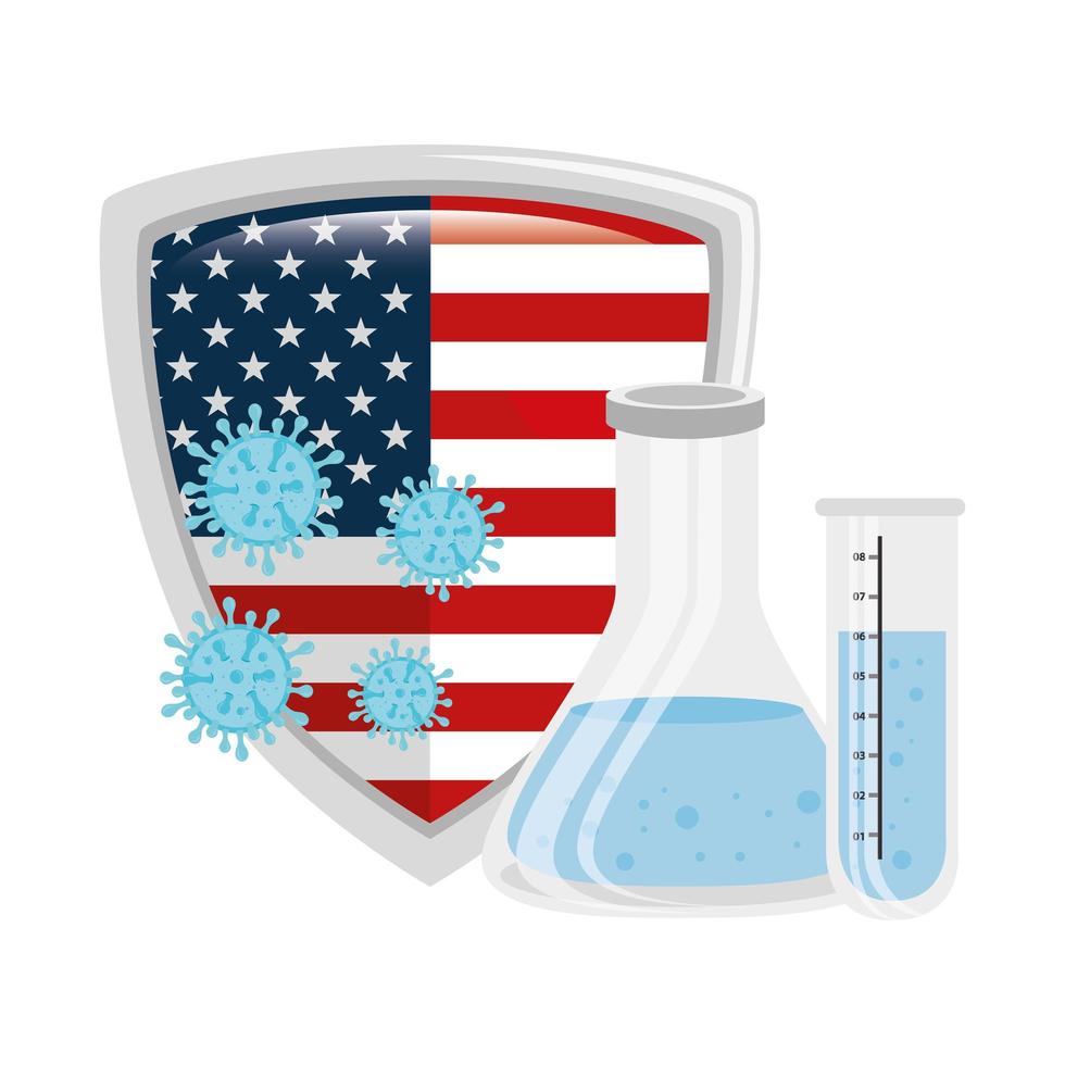 USA flag and coronavirus prevention campaign vector