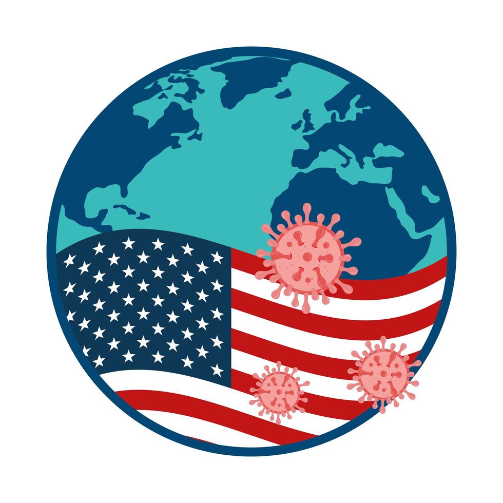 USA flag and coronavirus prevention campaign vector