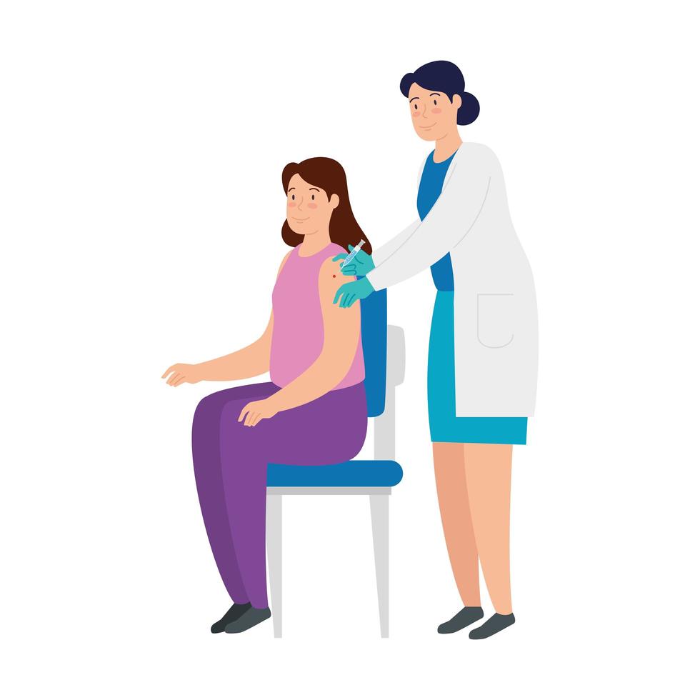 Doctor administering a vaccine on a patient vector