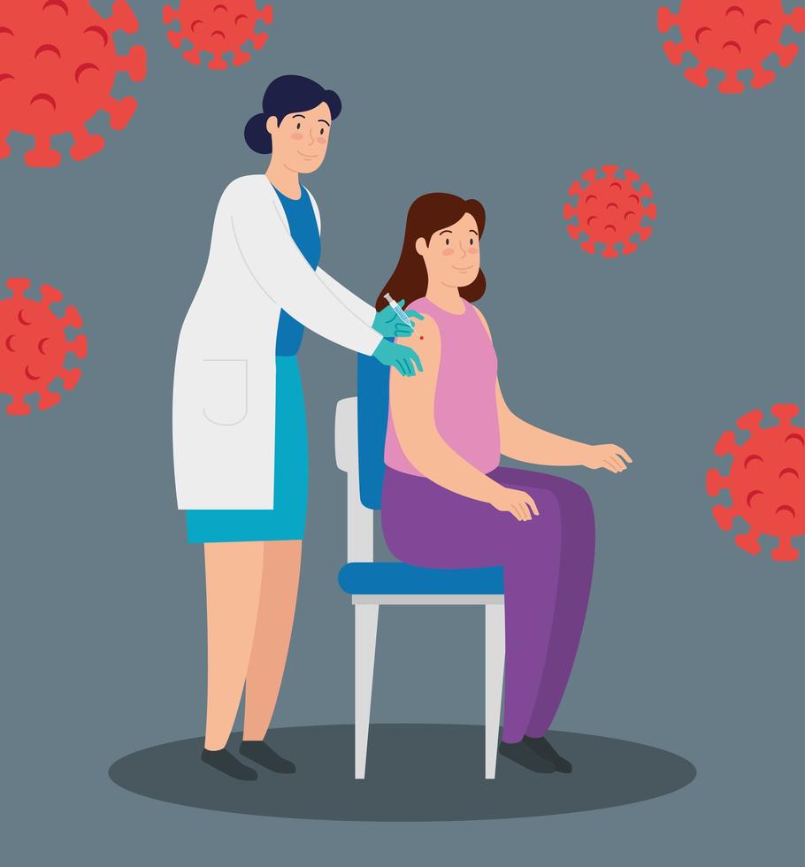 Doctor administering a vaccine on a patient vector