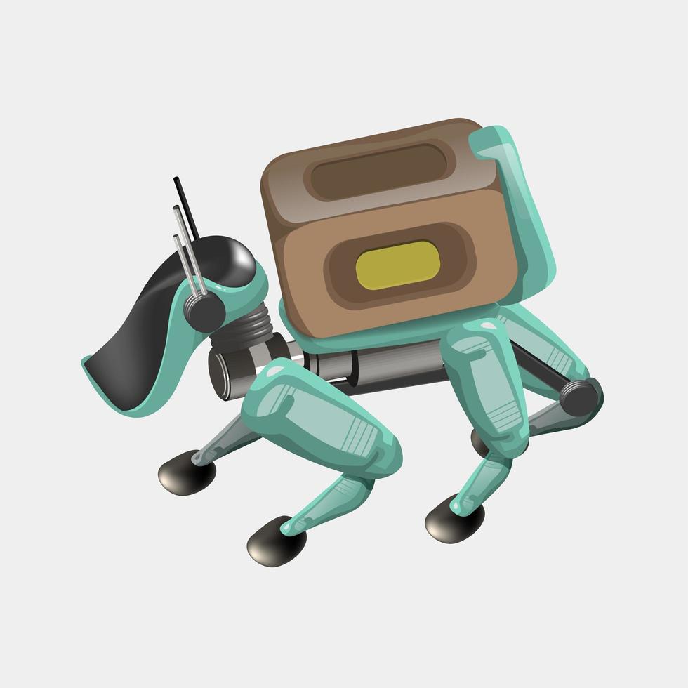 métodos de entrega de robots modernos. perro robot con caja. concepto de innovación de envío tecnológico. ilustración vectorial moderna. aislado vector