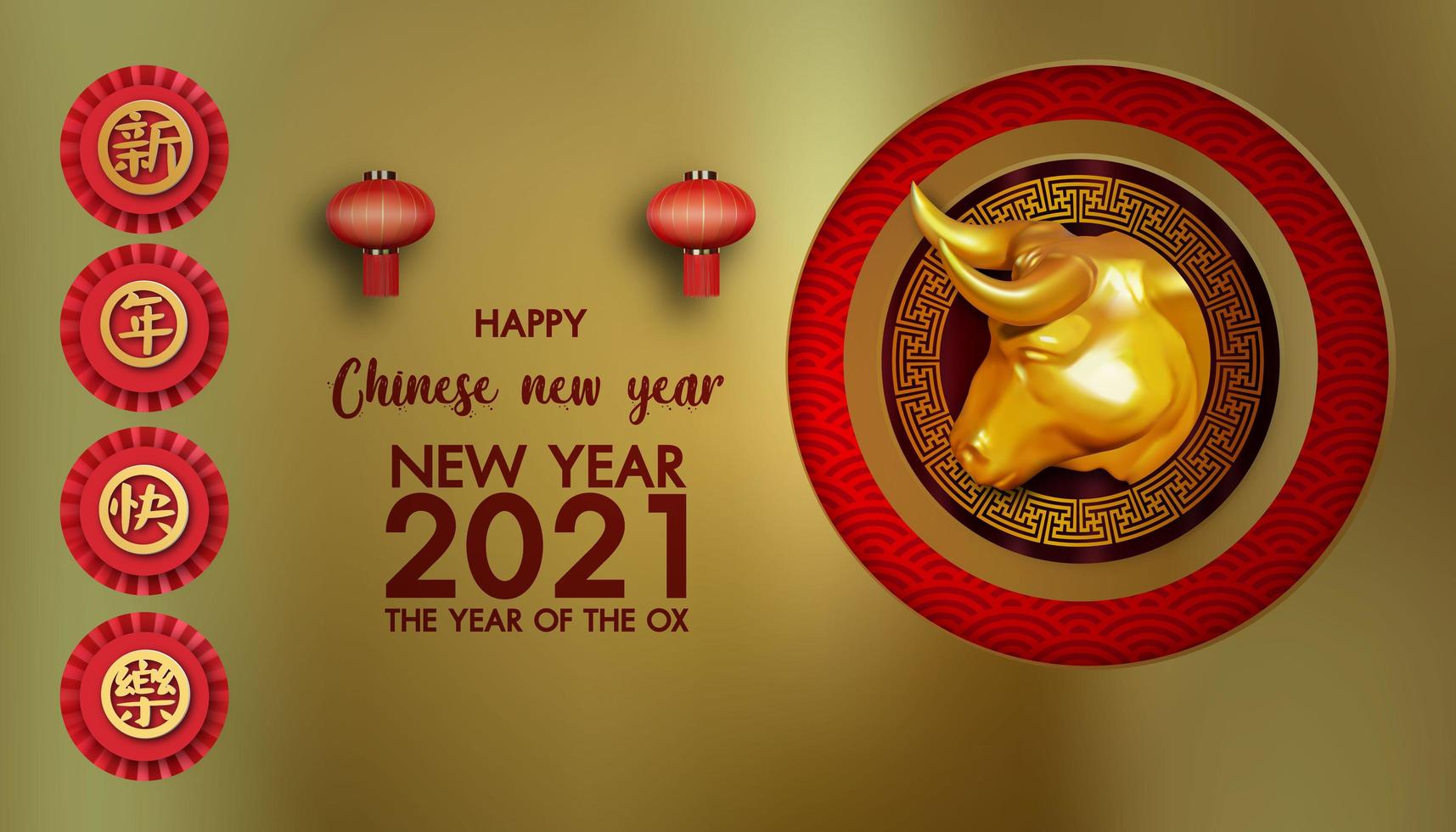 Happy chinese new year 2021, year of the ox vector