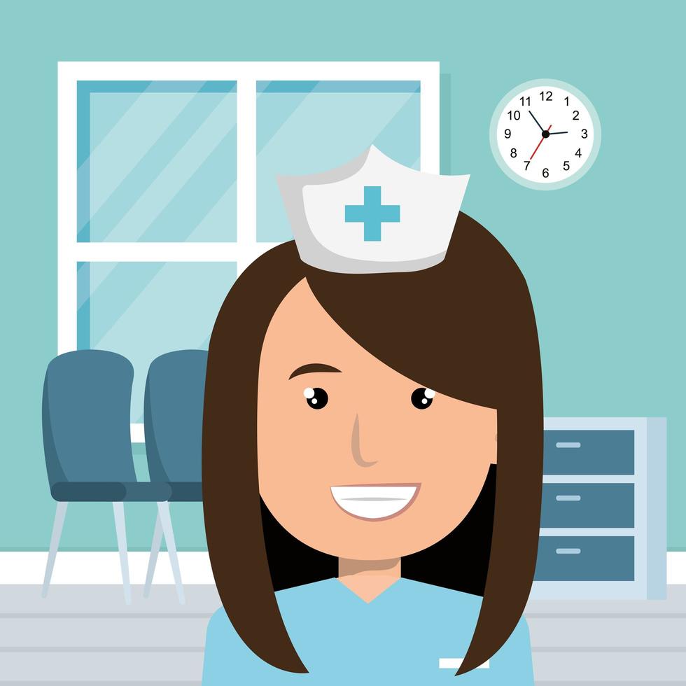 Happy nurse in the hospital vector