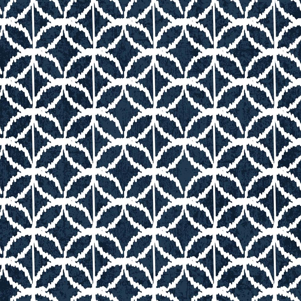 Sashiko indigo dye pattern with traditional white Japanese embroidery vector