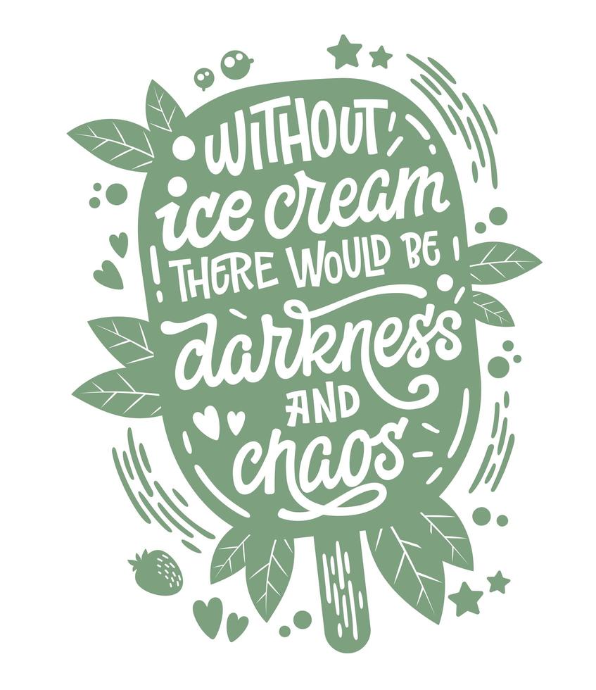 Monochrome illustration with ice cream lettering vector