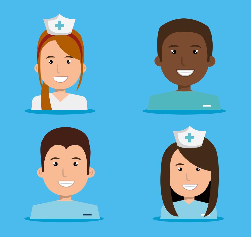 conjunto de iconos de personajes de enfermeras vector