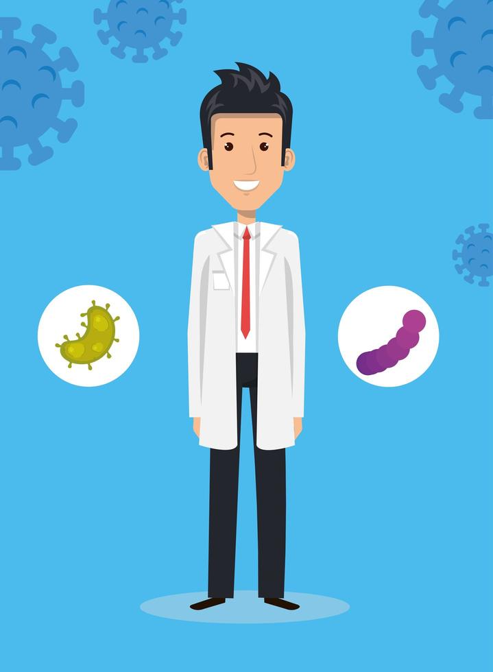 doctor with coronavirus icons vector