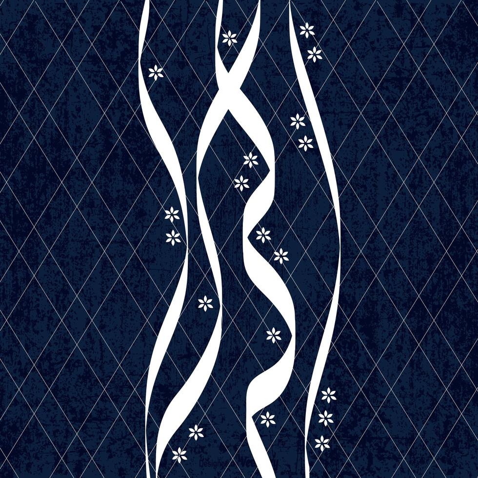 Sashiko indigo dye pattern with traditional white Japanese embroidery vector