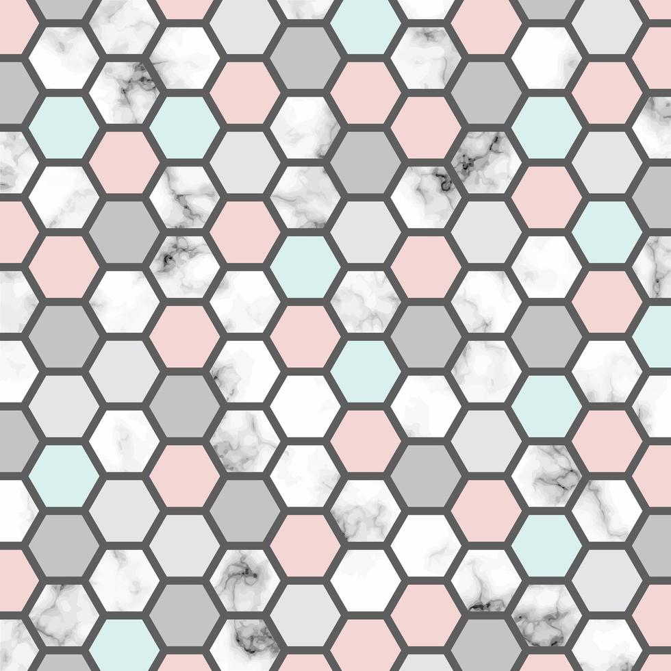 Vector marble texture design with honeycomb pattern background