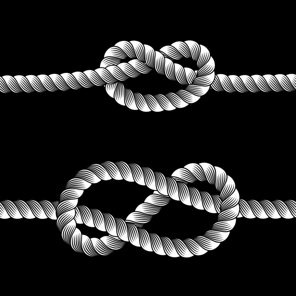 Rope knots borders line set vector