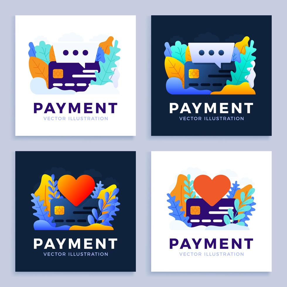 Set of Credit Card Payment Designs vector