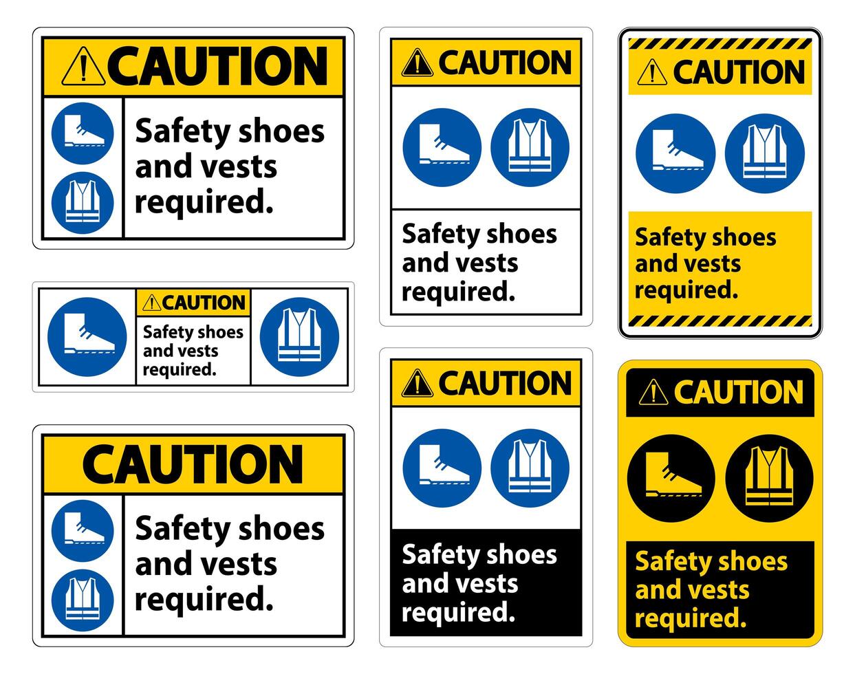 Safety Shoes And Vest Required With PPE Symbols vector