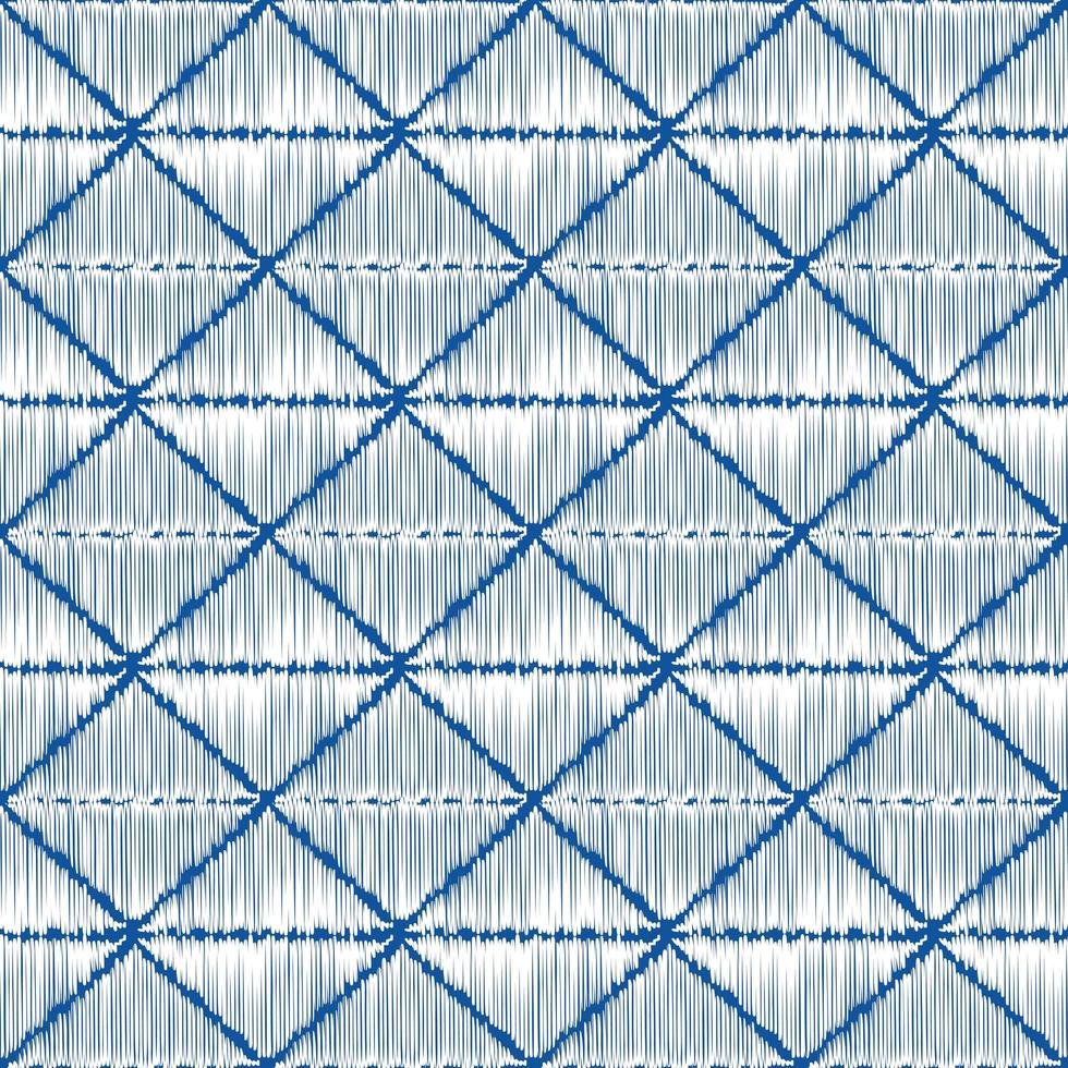 Sashiko seamless indigo dye pattern with traditional white Japanese embroidery vector