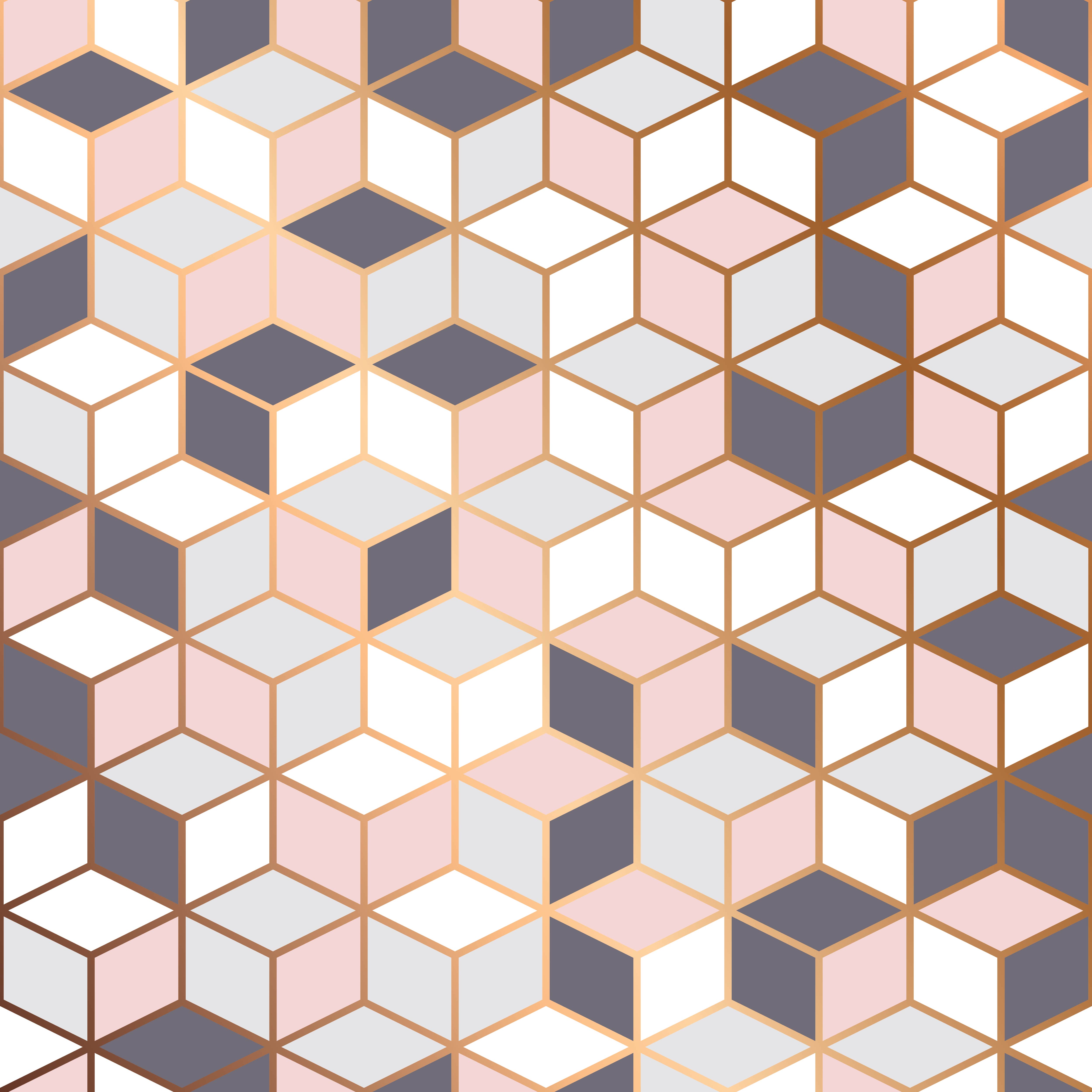 Vector marble texture, seamless pattern design with golden cubes