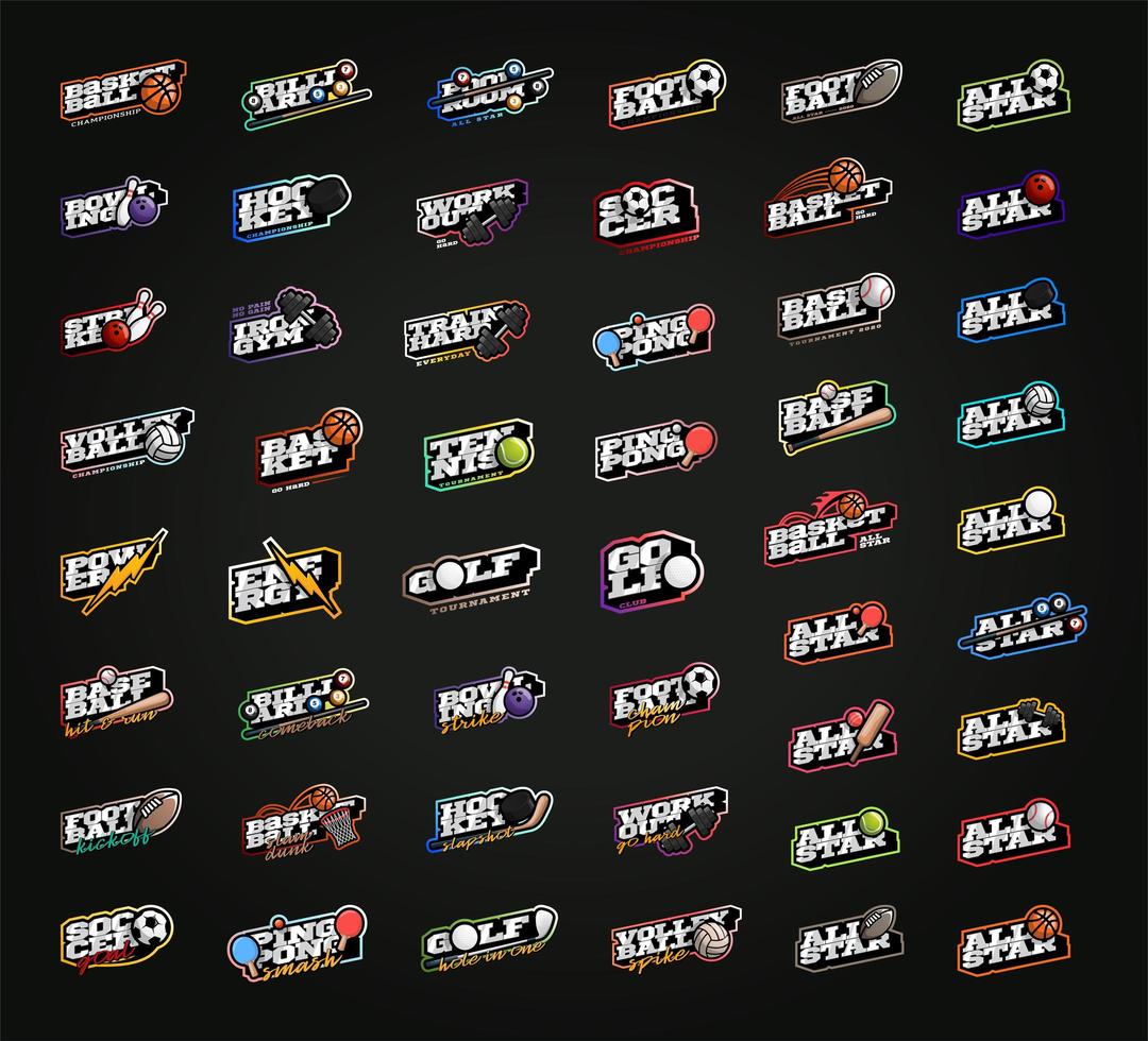 conjunto de logotipos deportivos mega bundle vector