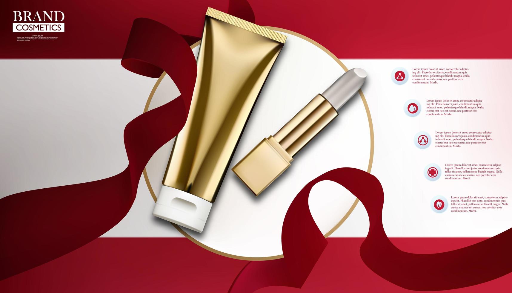 Golden cosmetic ads template vector