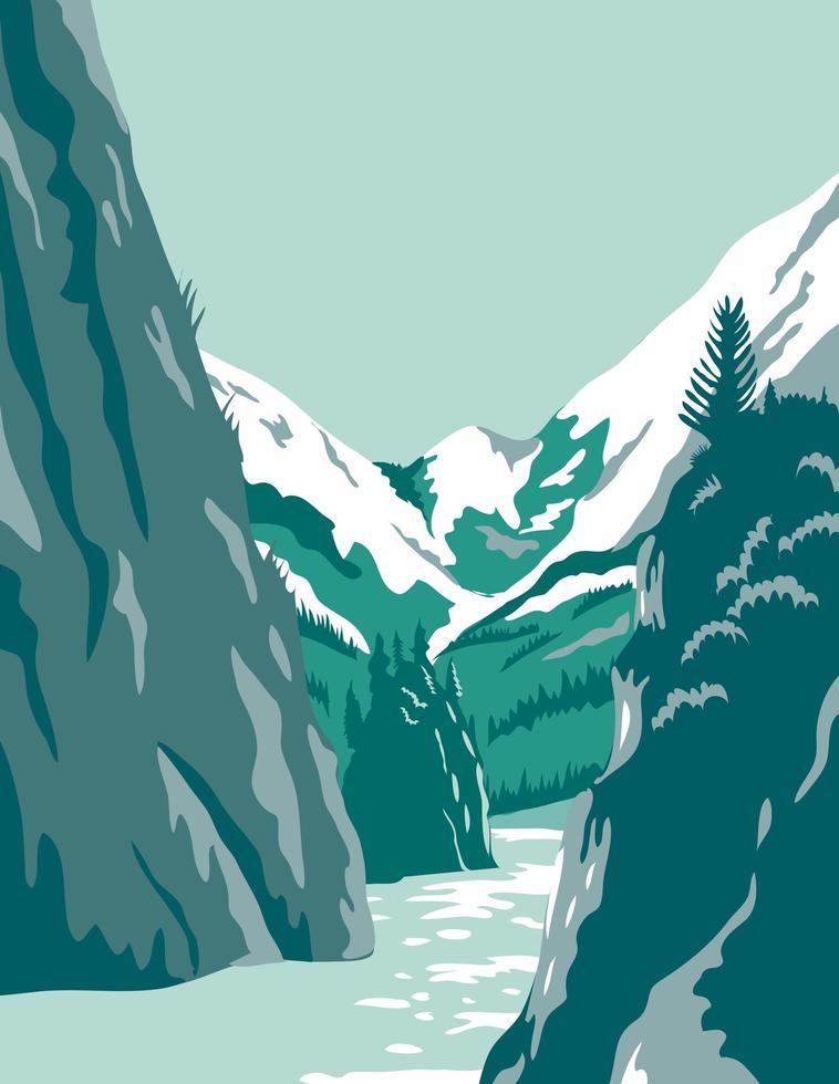 Fjords in Alaska Poster Art vector