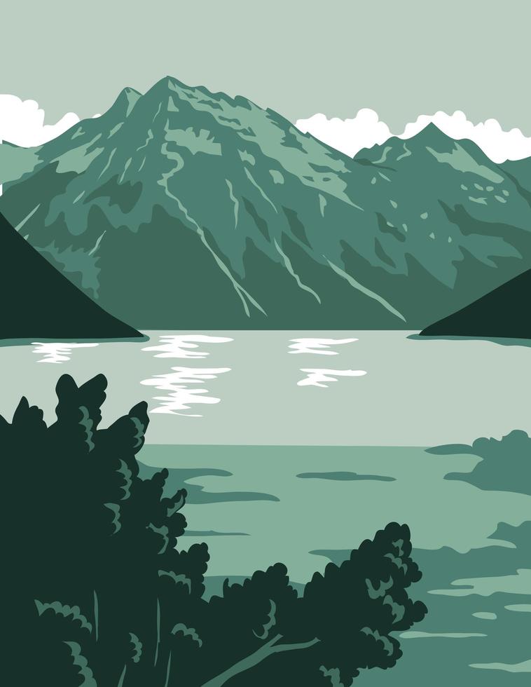 Alaskan Lake Poster Art vector