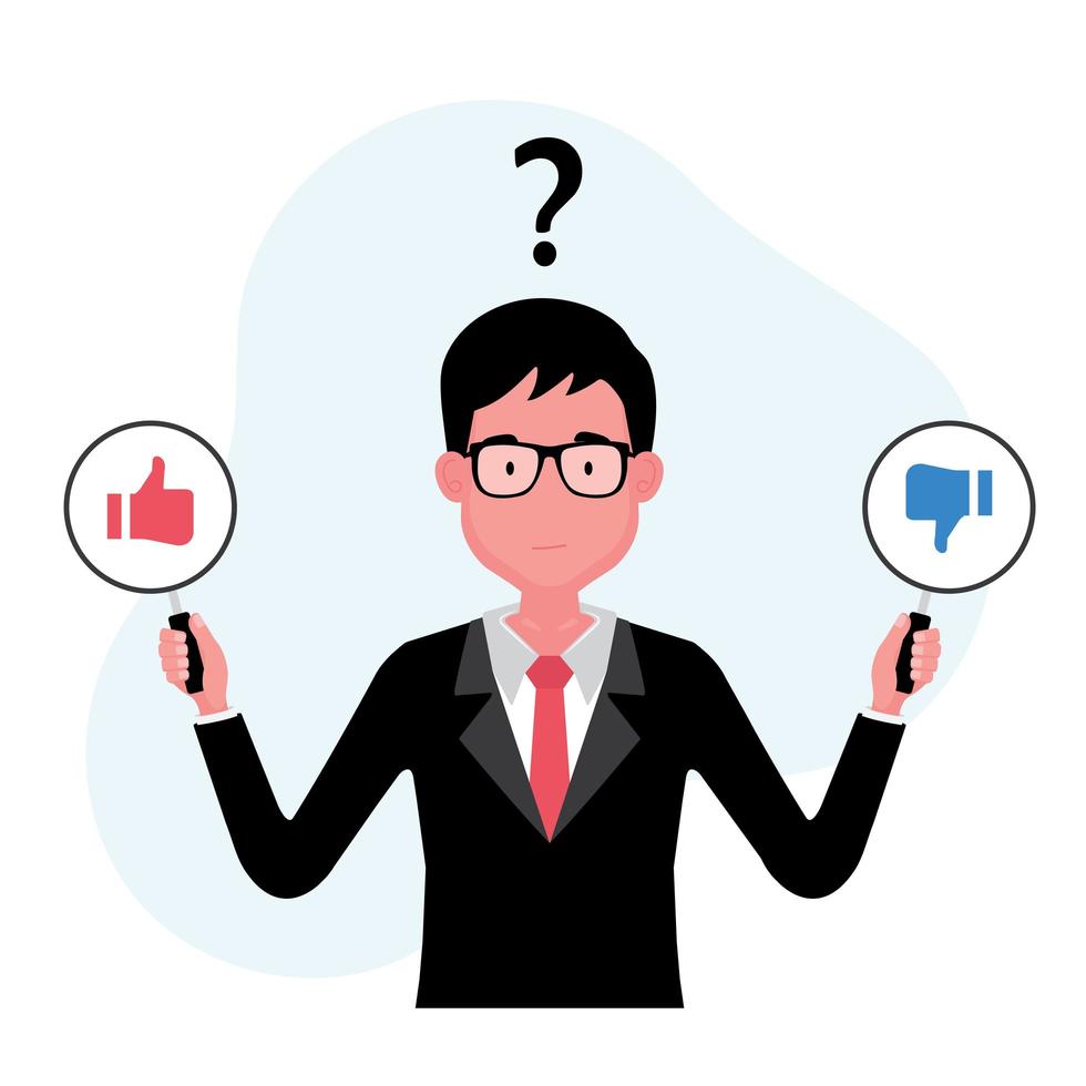 Man thinking of pros and cons vector
