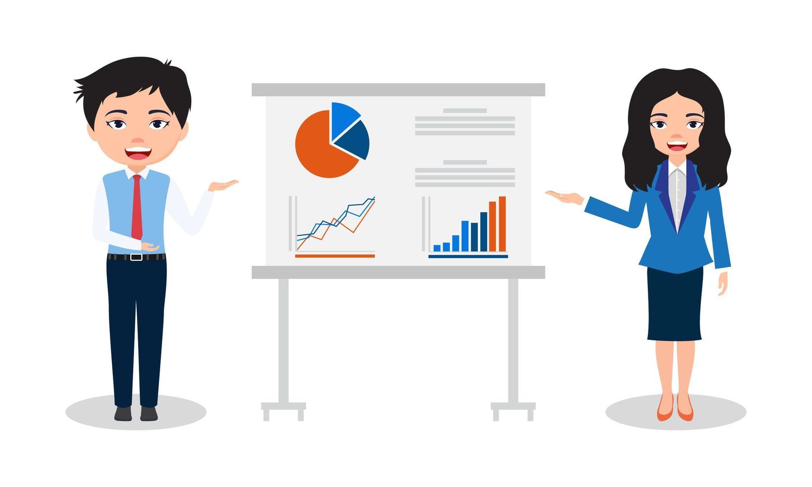 Business Man and Woman Presenting 1822283 Vector Art at Vecteezy