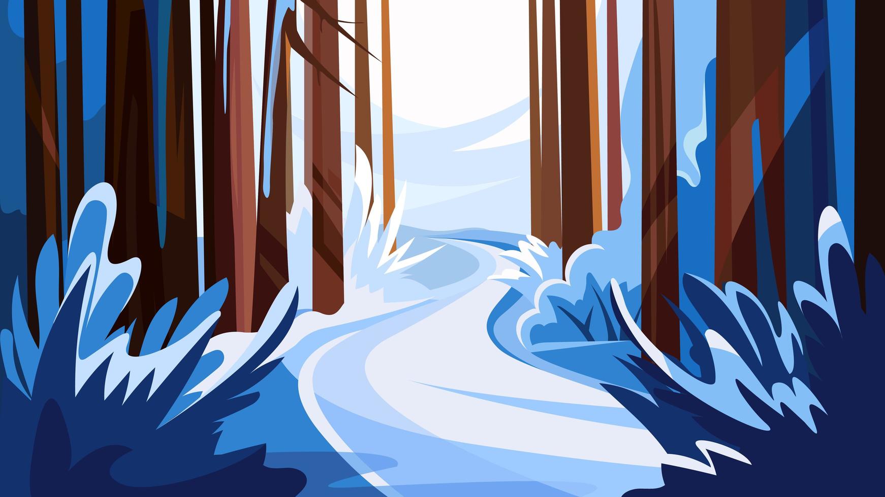 Road in winter forest. vector
