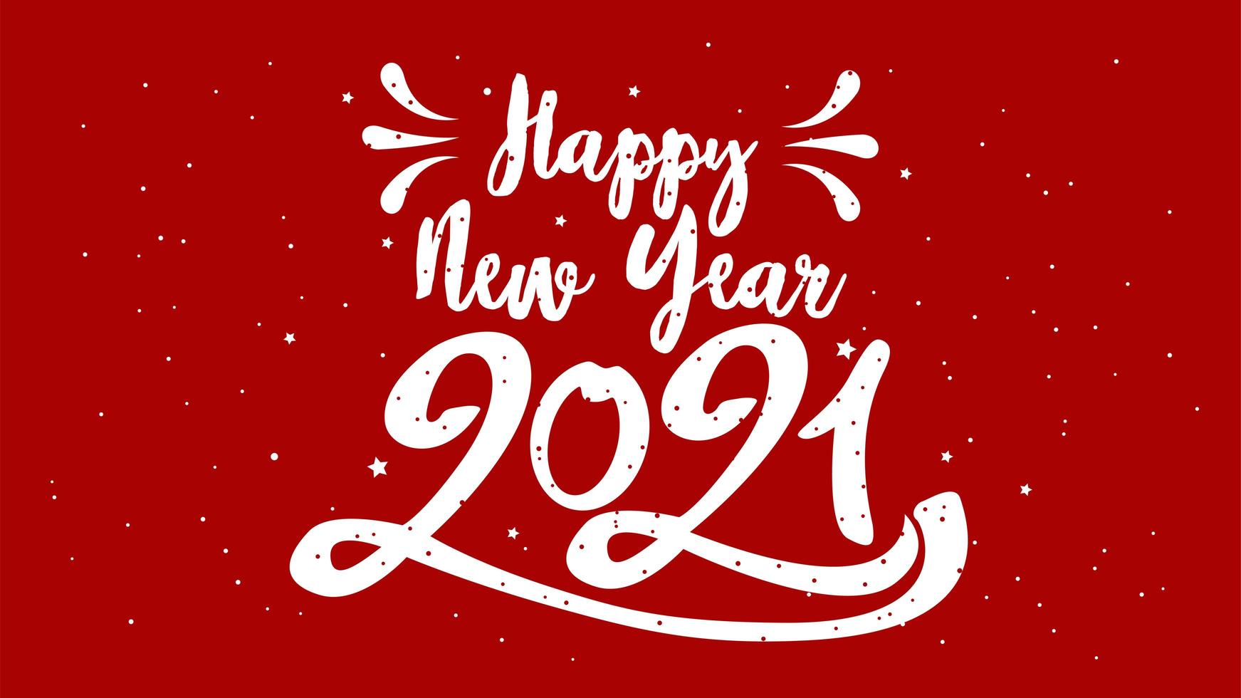 Happy Typographical 2021 New Year. Illustration With Lettering Composition And Burst. vector