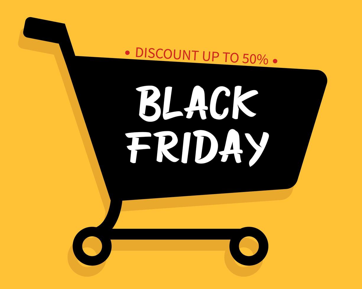 Black Friday With Trolley Background Vector