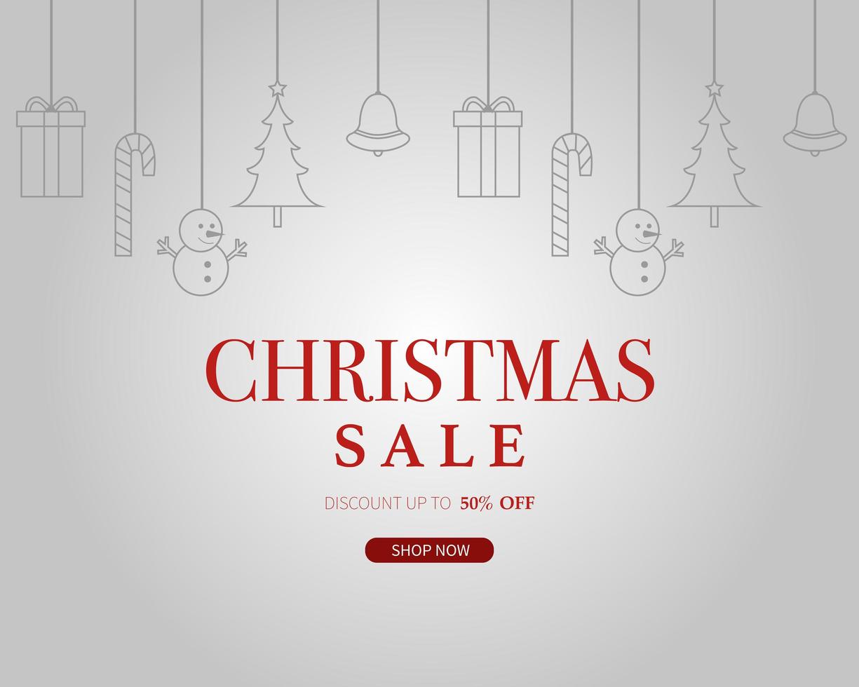 Christmas sale with hanging christmas elements vector