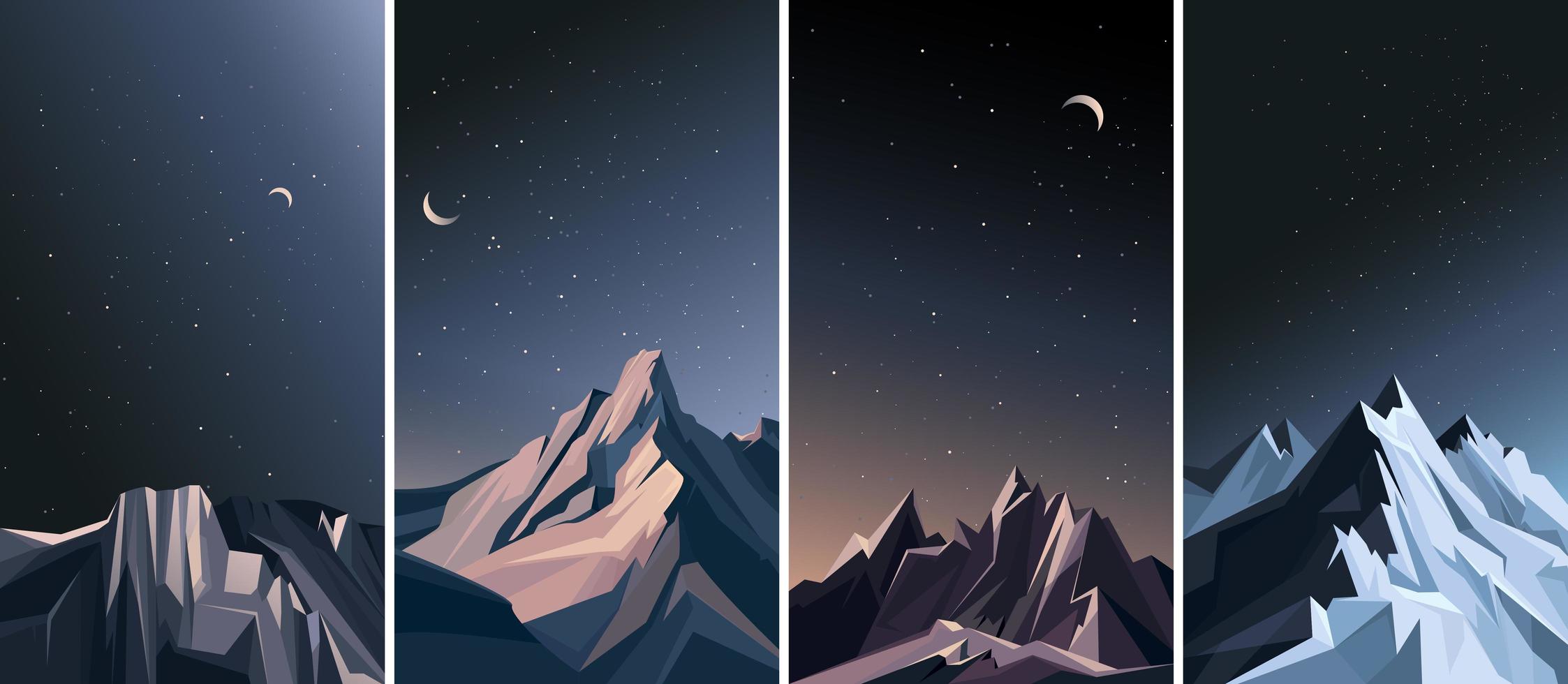 Mountains in the night. vector