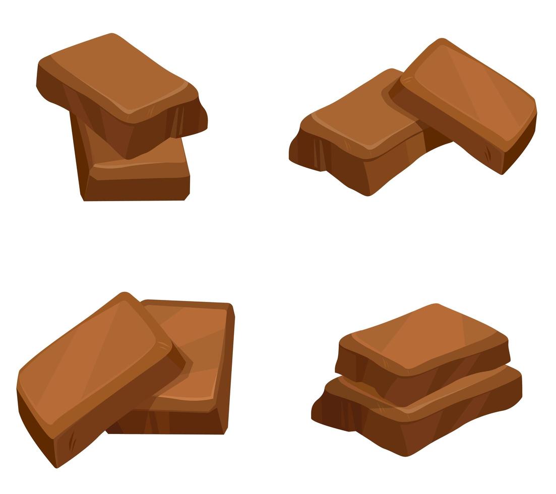 Different slices of chocolate. vector