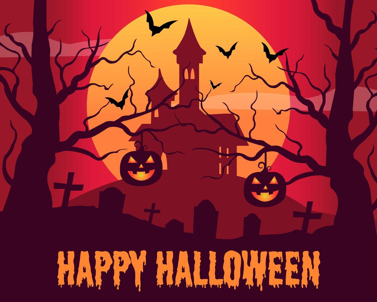 Halloween background flat design template Vector