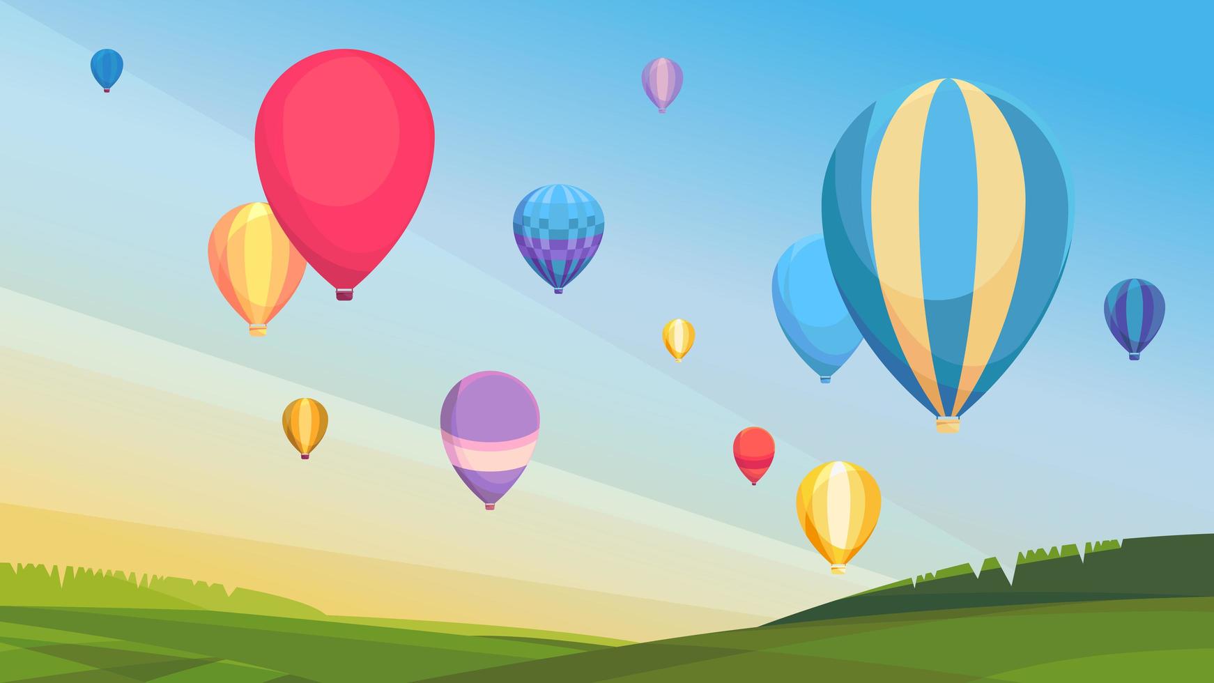 grupo de globos de aire caliente. vector