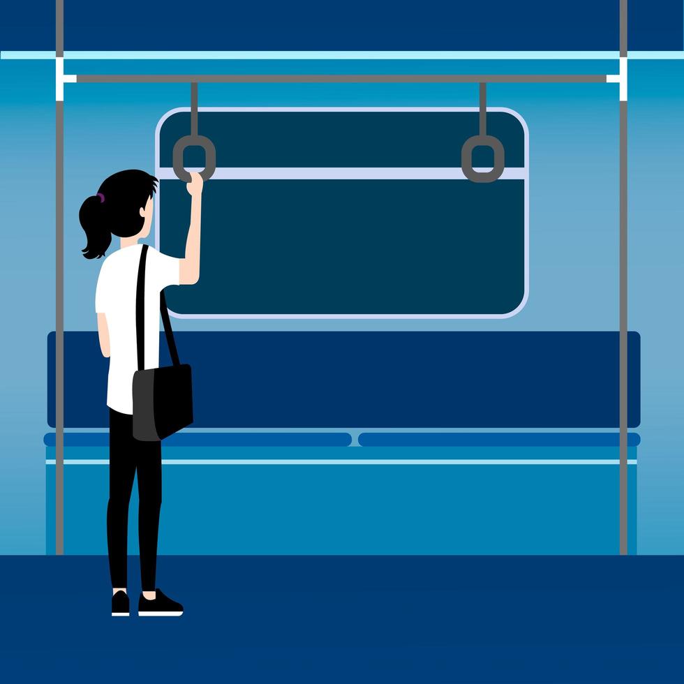 Women standing in train illustration vector