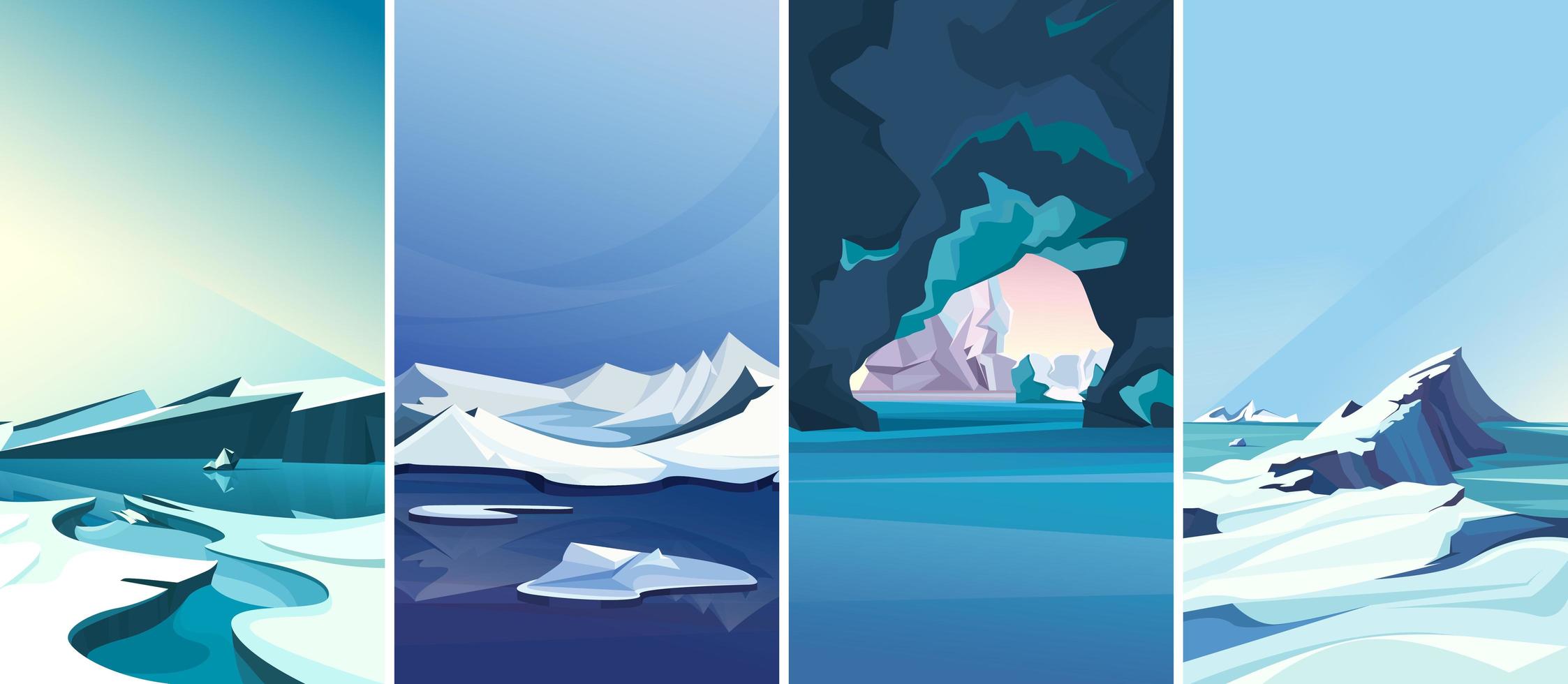 Arctic landscapes in vertical orientation. vector