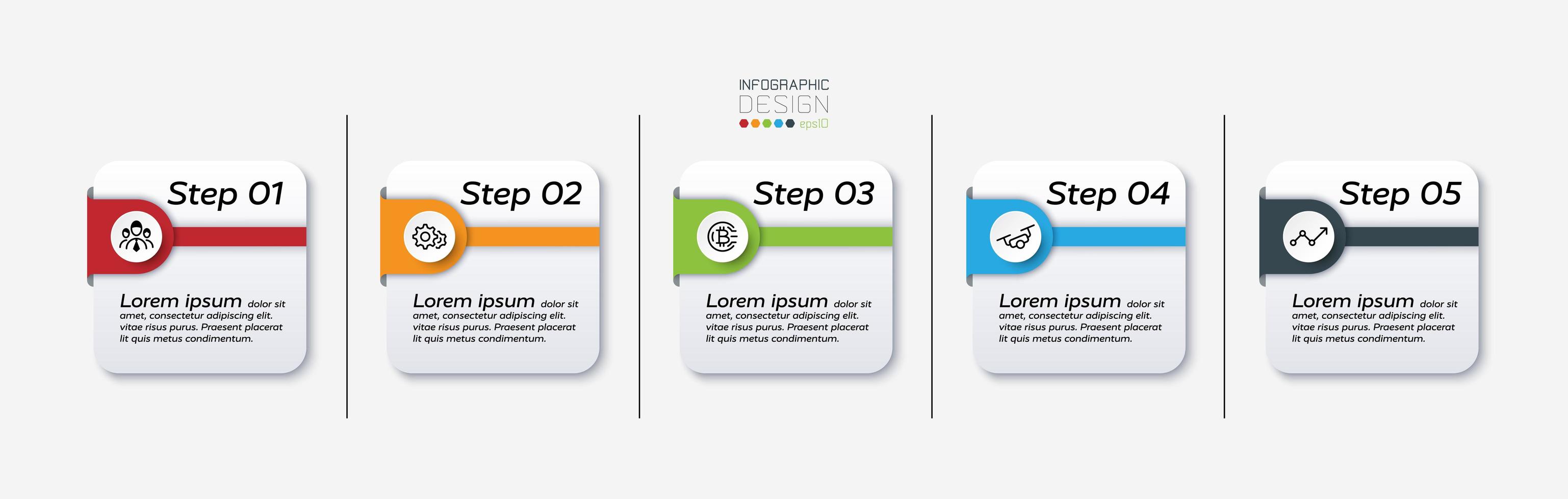 5 step infographic step set vector