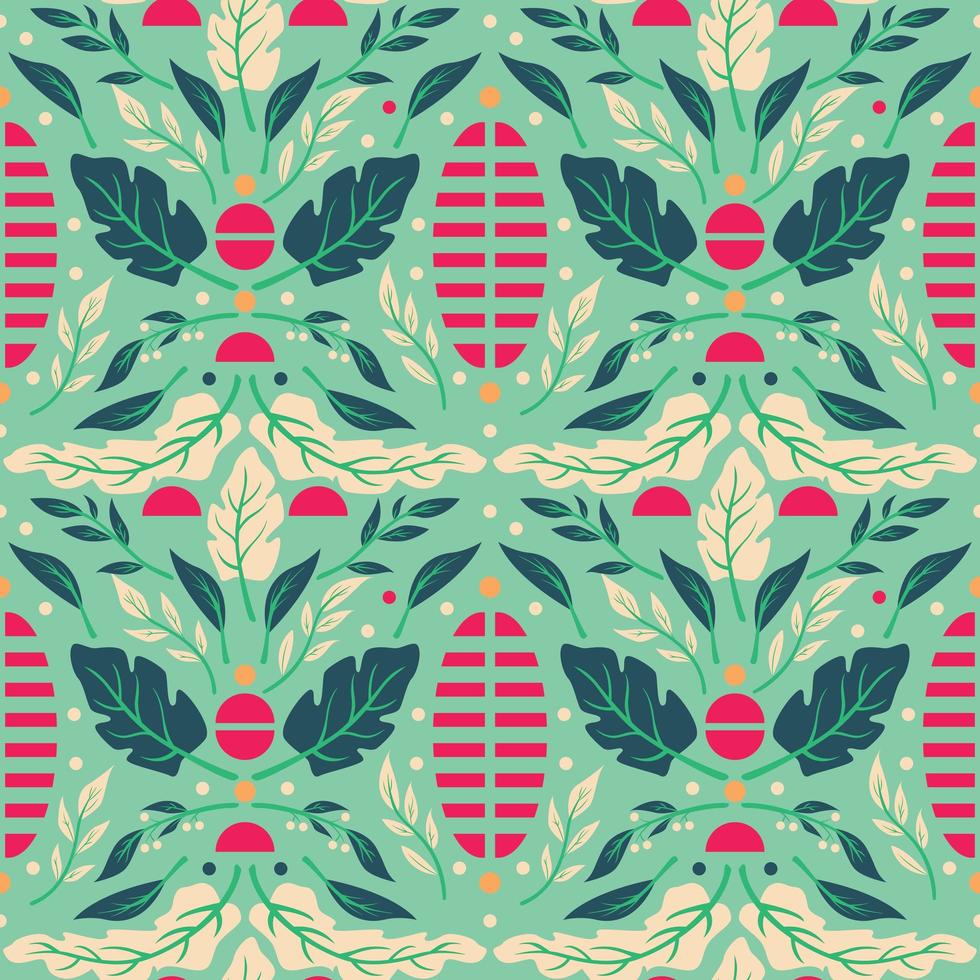 Seamless pattern design with hand drawn flowers and floral elements vector