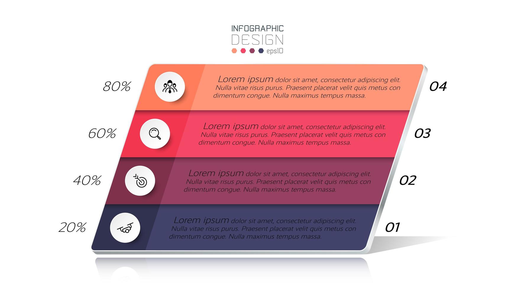 Conjunto de 4 pestañas de infografía colorida vector