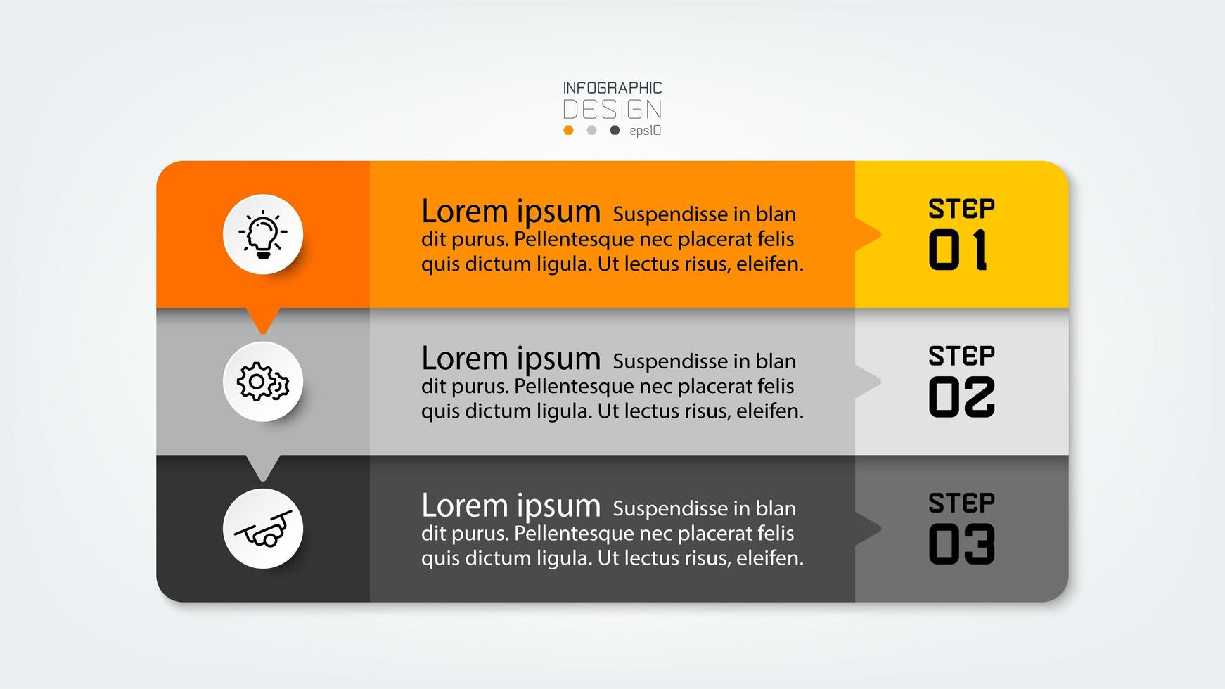 3 step infographic design vector